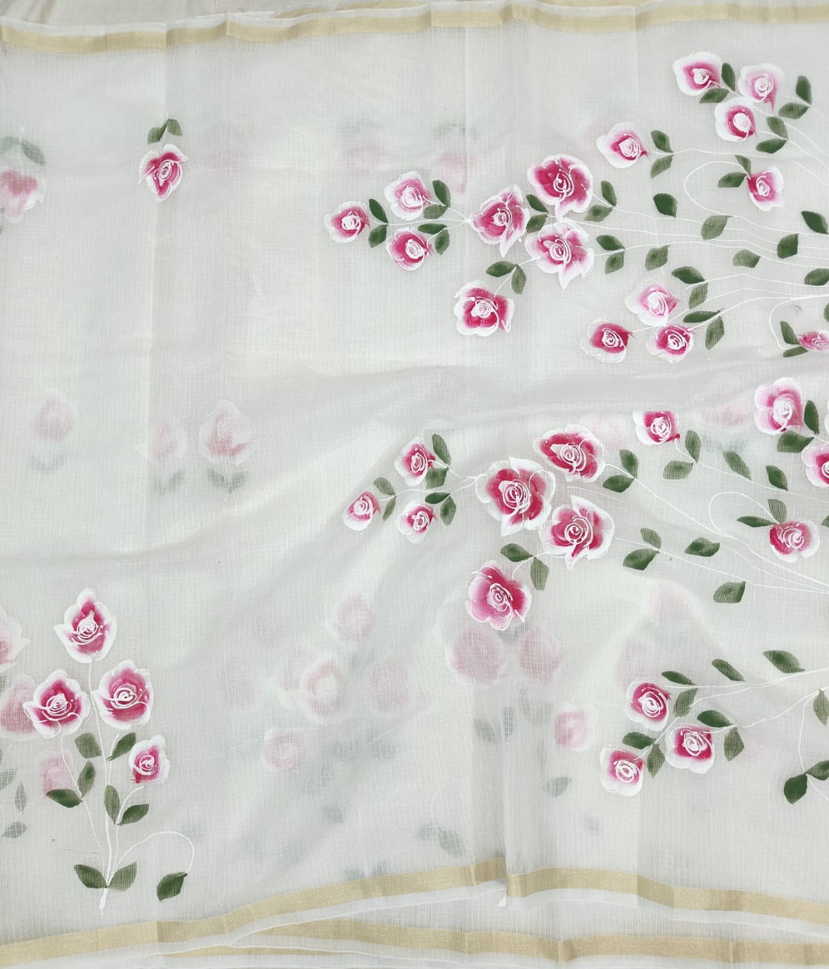 Kota Doria Mix Cotton Brush Paint Saree