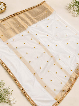Semi Katan Silk Ghunghru Work Saree