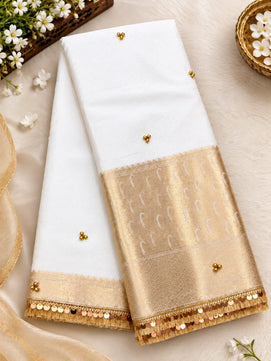 Semi Katan Silk Ghunghru Work Saree