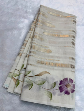 Banarasi Mulmul Cotton Saree with Zari Weaving