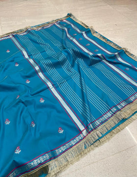 Katan Alfi Buti Saree with Lace Work