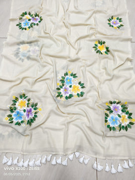 Mulmul Cotton Hand-Painted Saree