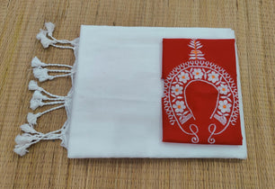 Plain cotton saree with embroidered blouse piece