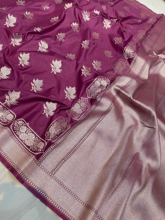 Banarasi Mashru Uppada Silk Saree with Zari Butis