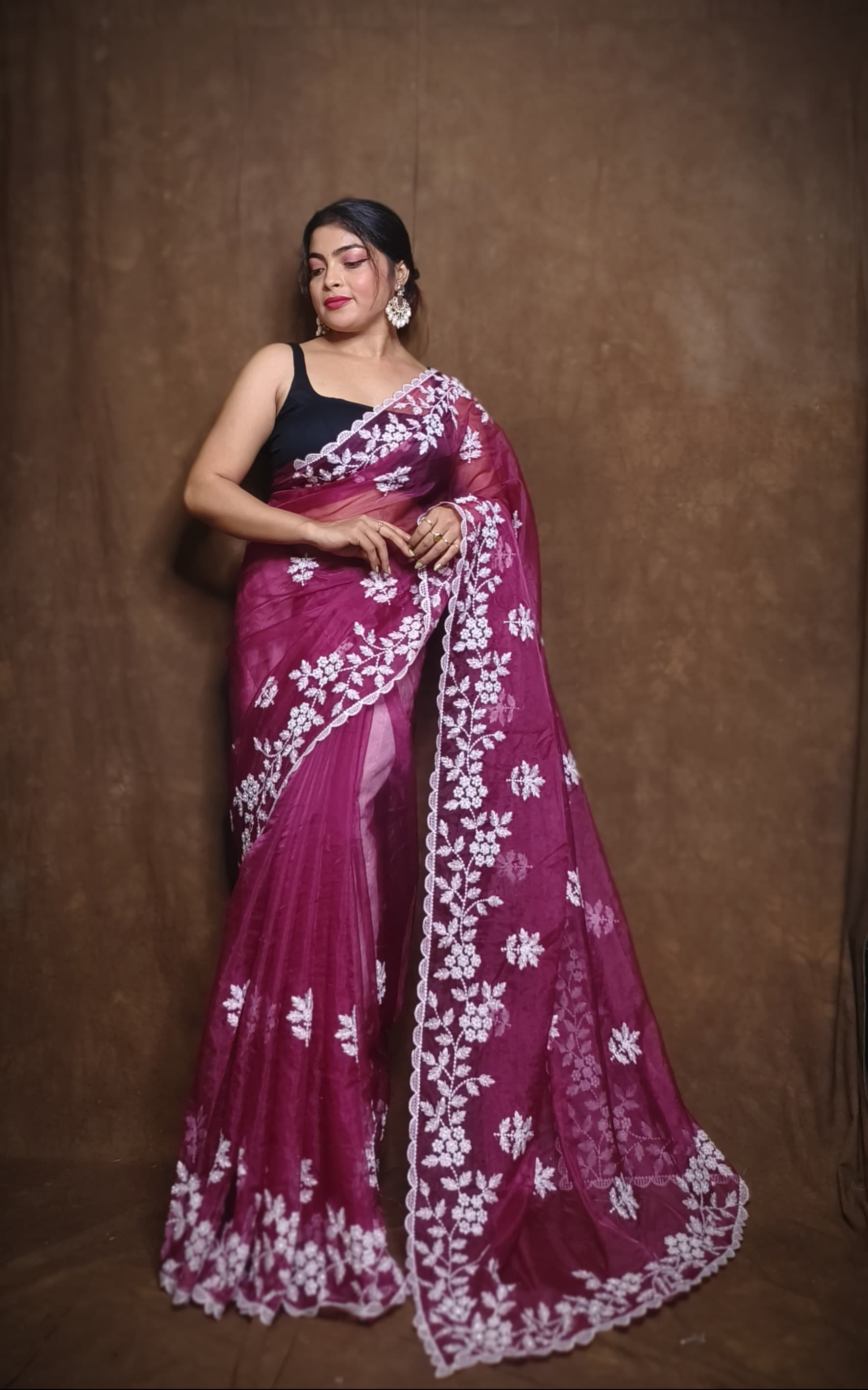 Premium Chiffon Saree with Hakoba Resham Blouse Piece
