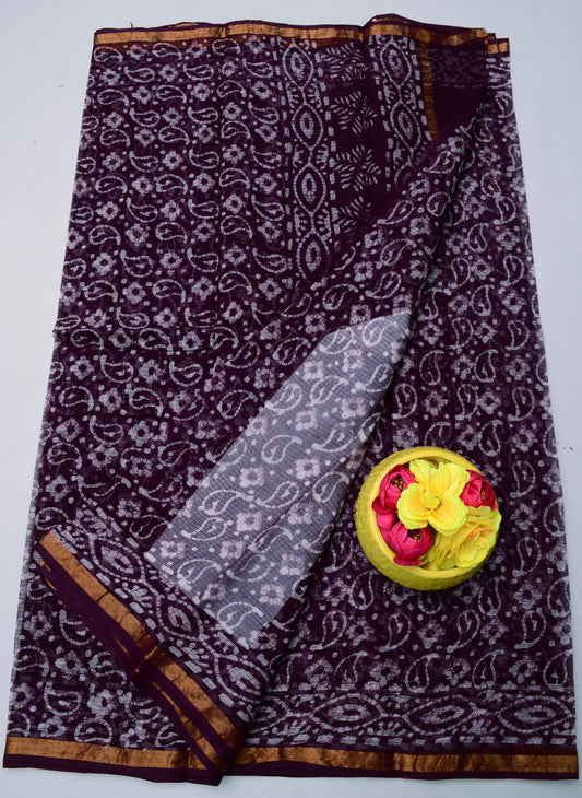 Pure Cotton Kota Doria Saree with Batik Print