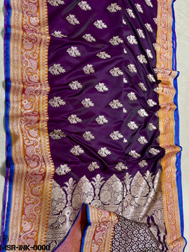 Banarasi Handloom Mashru Satin Katan Soft Silk Saree
