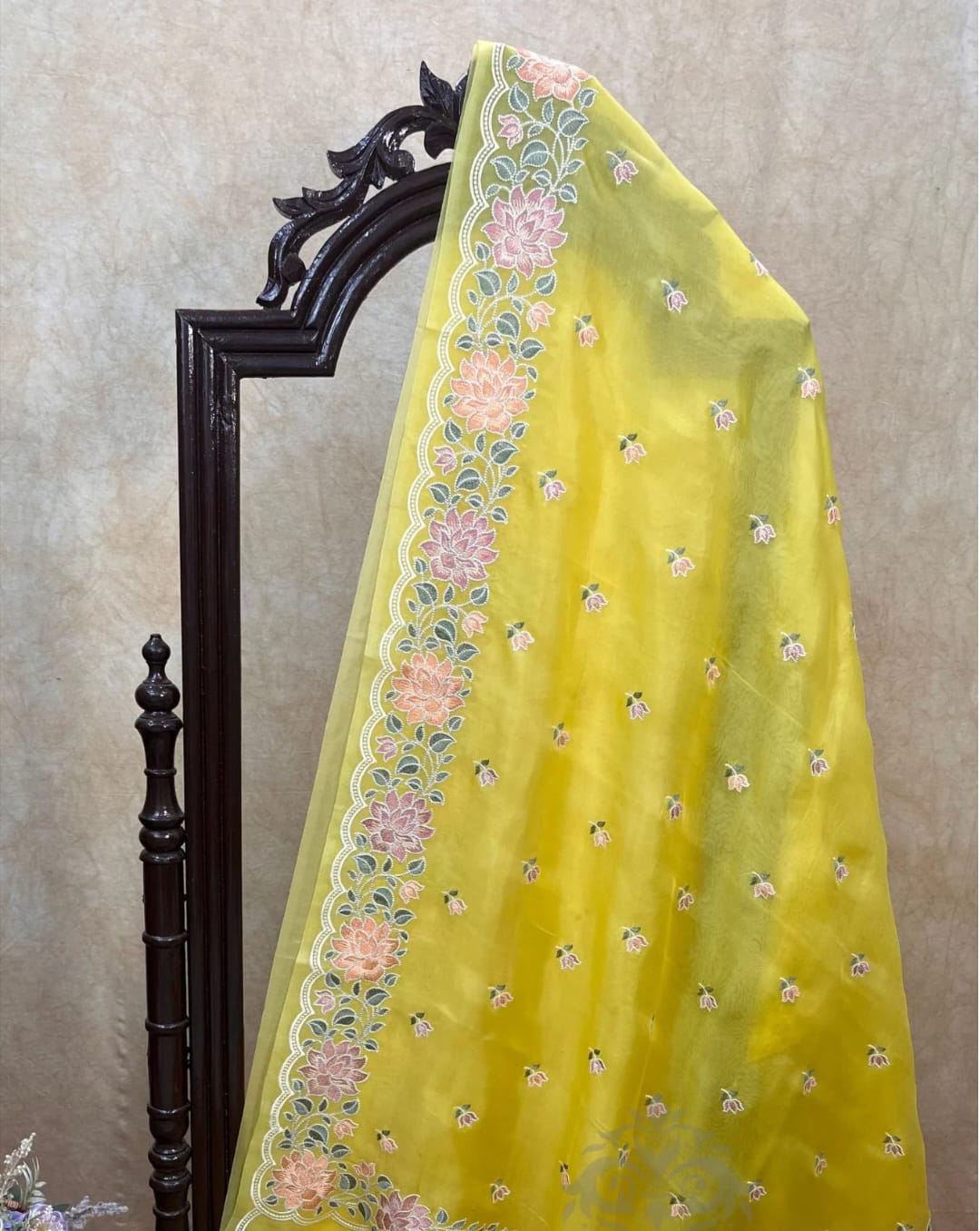 Kora Organza Saree with Embroidery Work
