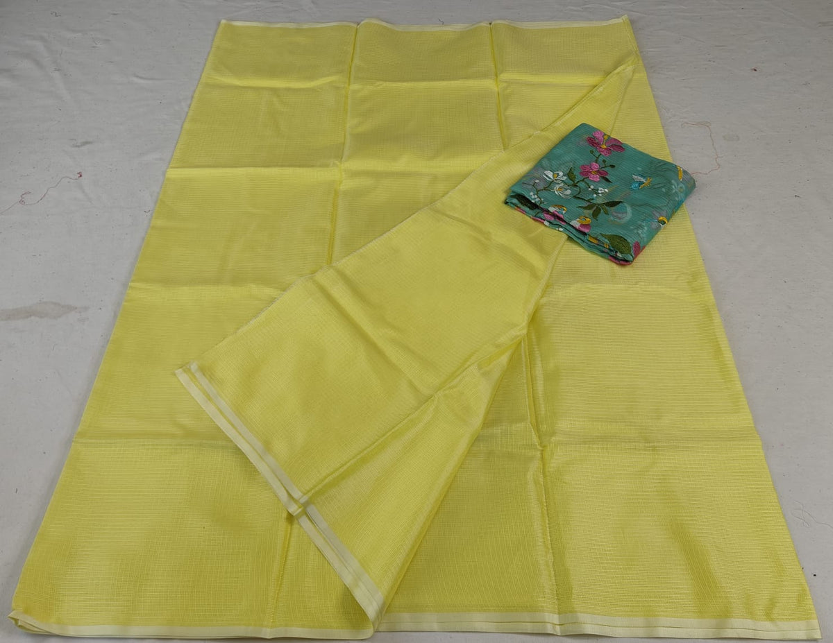 Premium Kota Doria Soft Silk Plain Saree with Embroidery
