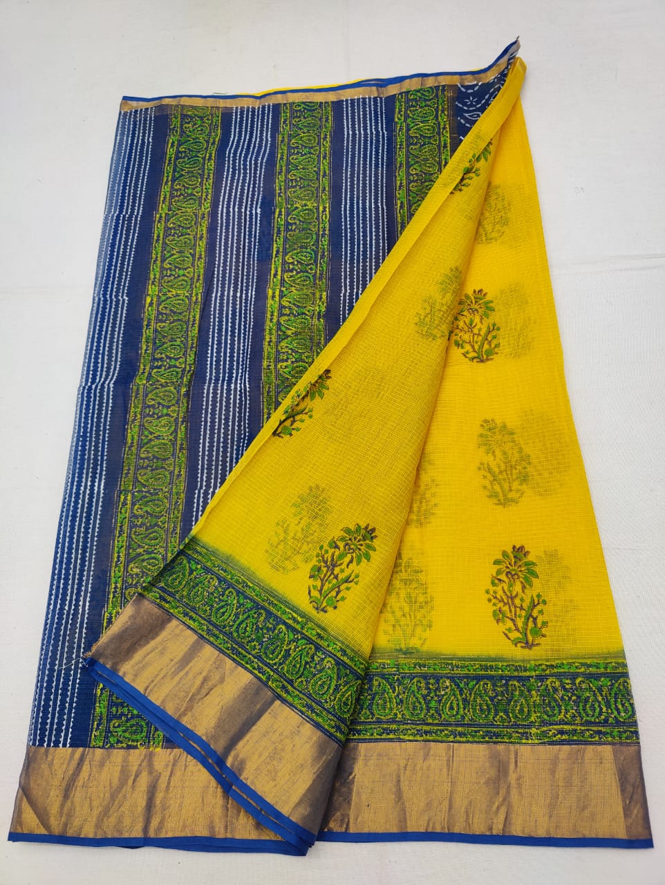 Kota Doria Hand Block Print Saree