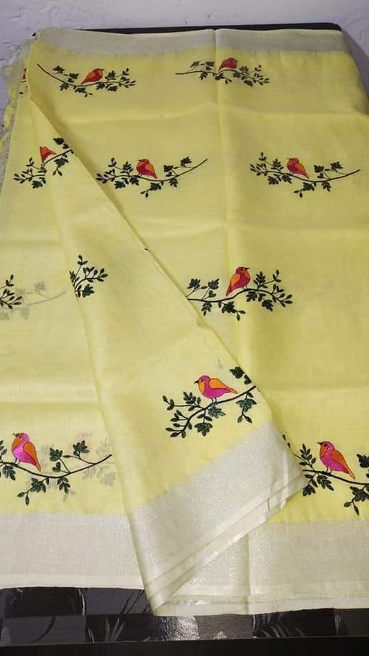 Linen by Linen Saree with Embroidery
