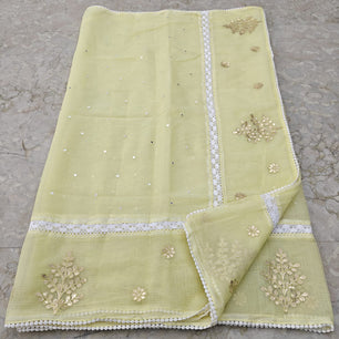 Kota Doria Gotta Patti Work with Crochet Lace Saree