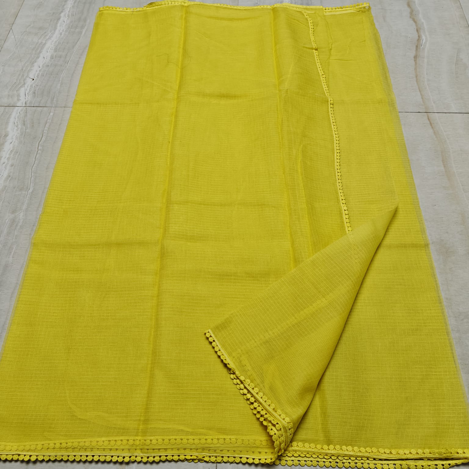 Kota Doria Saree with Crochet Lace