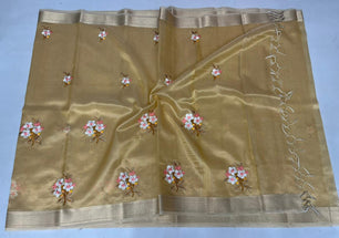 Kota Doria Semi Silk Embroidery Work Saree