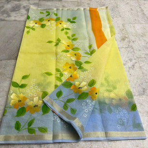 Kota Doria Hand Painted Saree