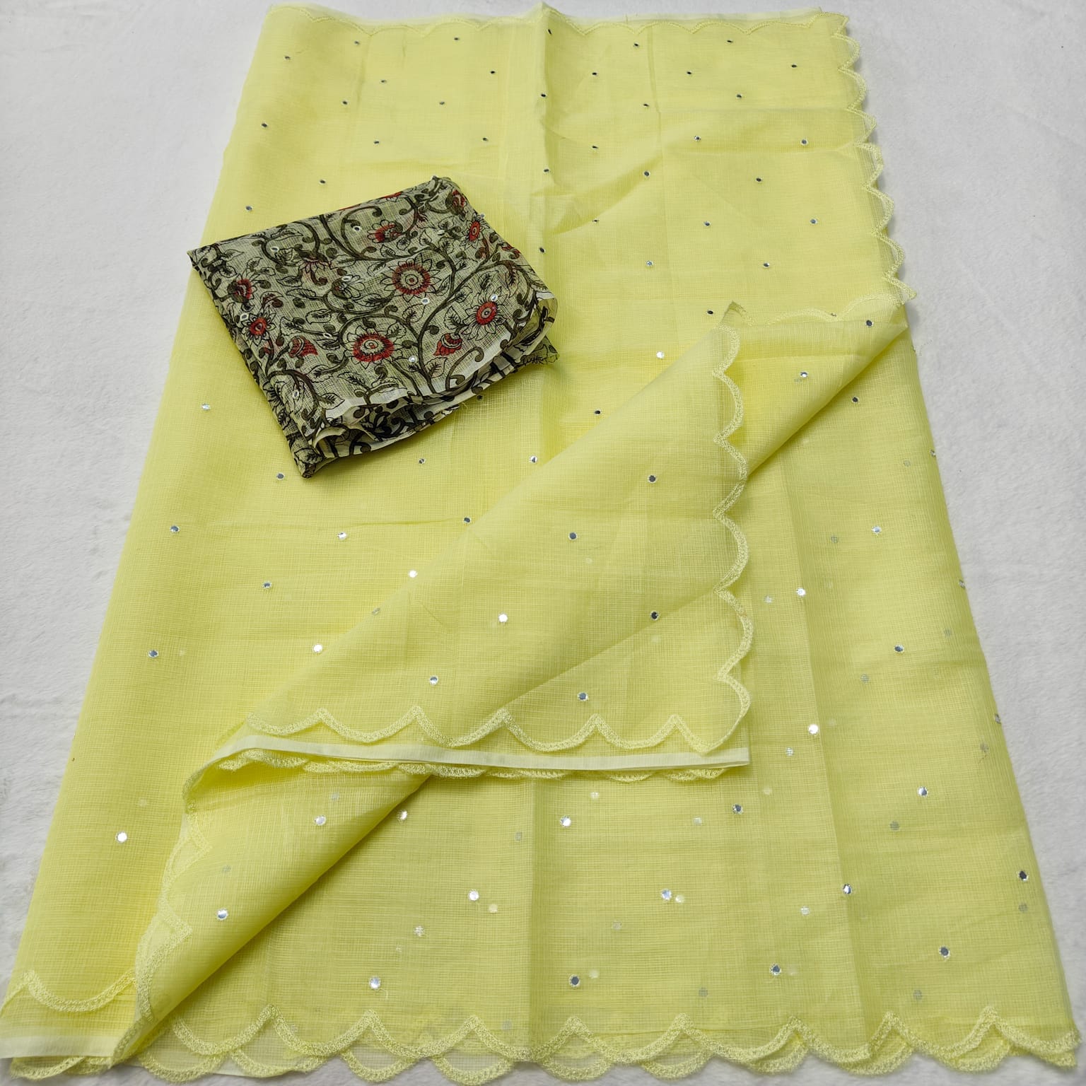 Kota Doria Mirror Work Saree