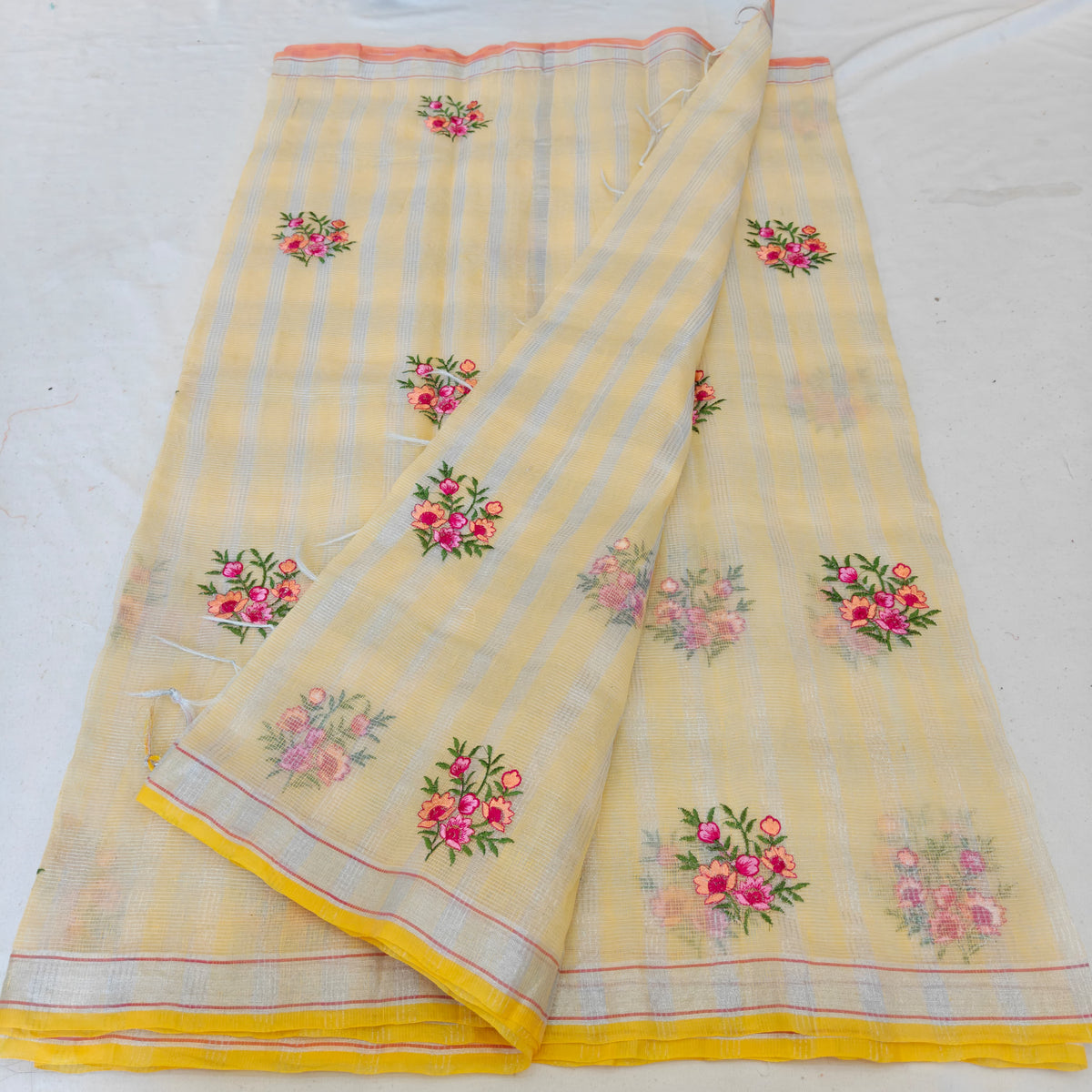 Kota Doria Mix Cotton Computerized Embroidery Saree