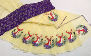Kota Doria Mix Cotton Embroidery Saree