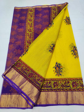 Kota Doria Hand Block Print Saree