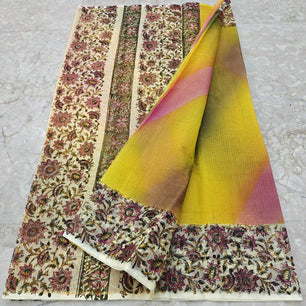 Kota Doria Hand Block Print Saree
