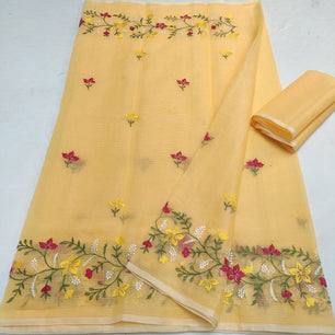Kota Doria Embroidery Saree
