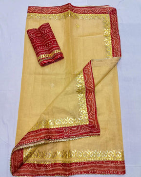 Kota Doria Bandhej Border Saree