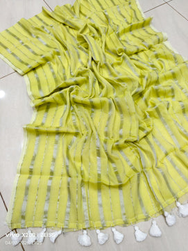 Stripe Mulmul Cotton Saree