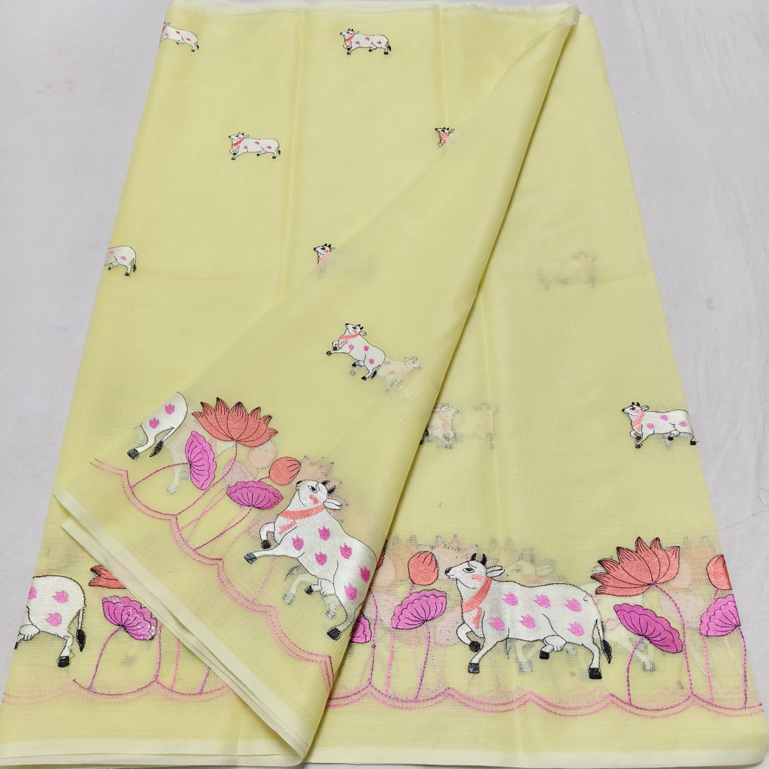 Kota Doria Saree with Pichwai Embroidery