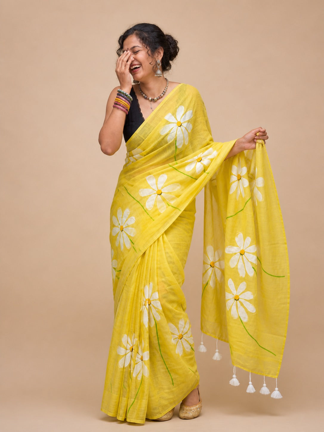 Mulmul Cotton Handprint Saree