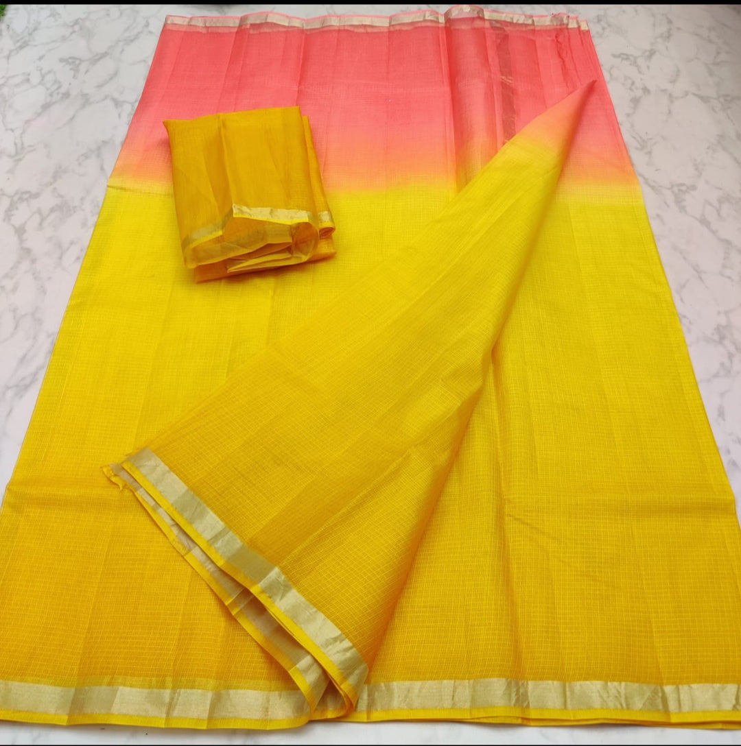 Pure Silk Kota Doria Plain Dyed Saree