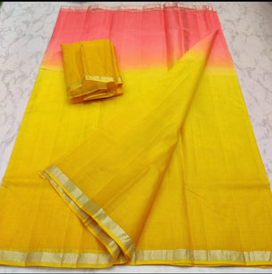 Pure Silk Kota Doria Plain Dyed Saree