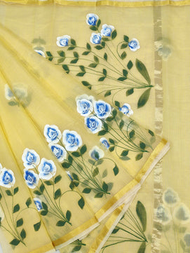 Kota Doria Mix Cotton Brush Paint Saree