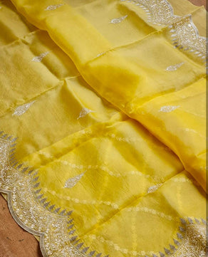 Kora Organza Saree with Beautiful Embroidery Work