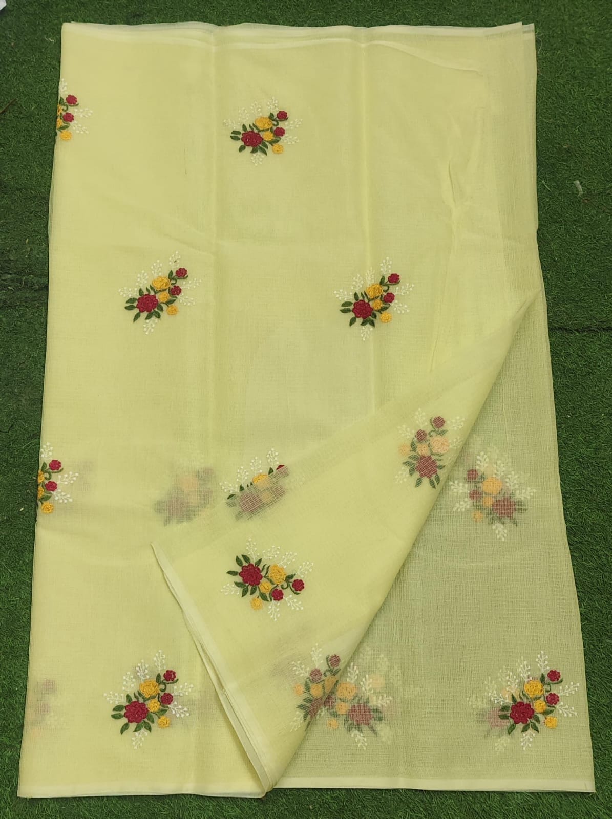 Kota Cotton Embroidery Work Saree