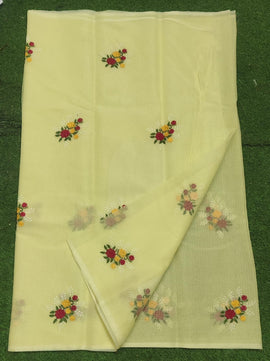 Kota Cotton Embroidery Work Saree