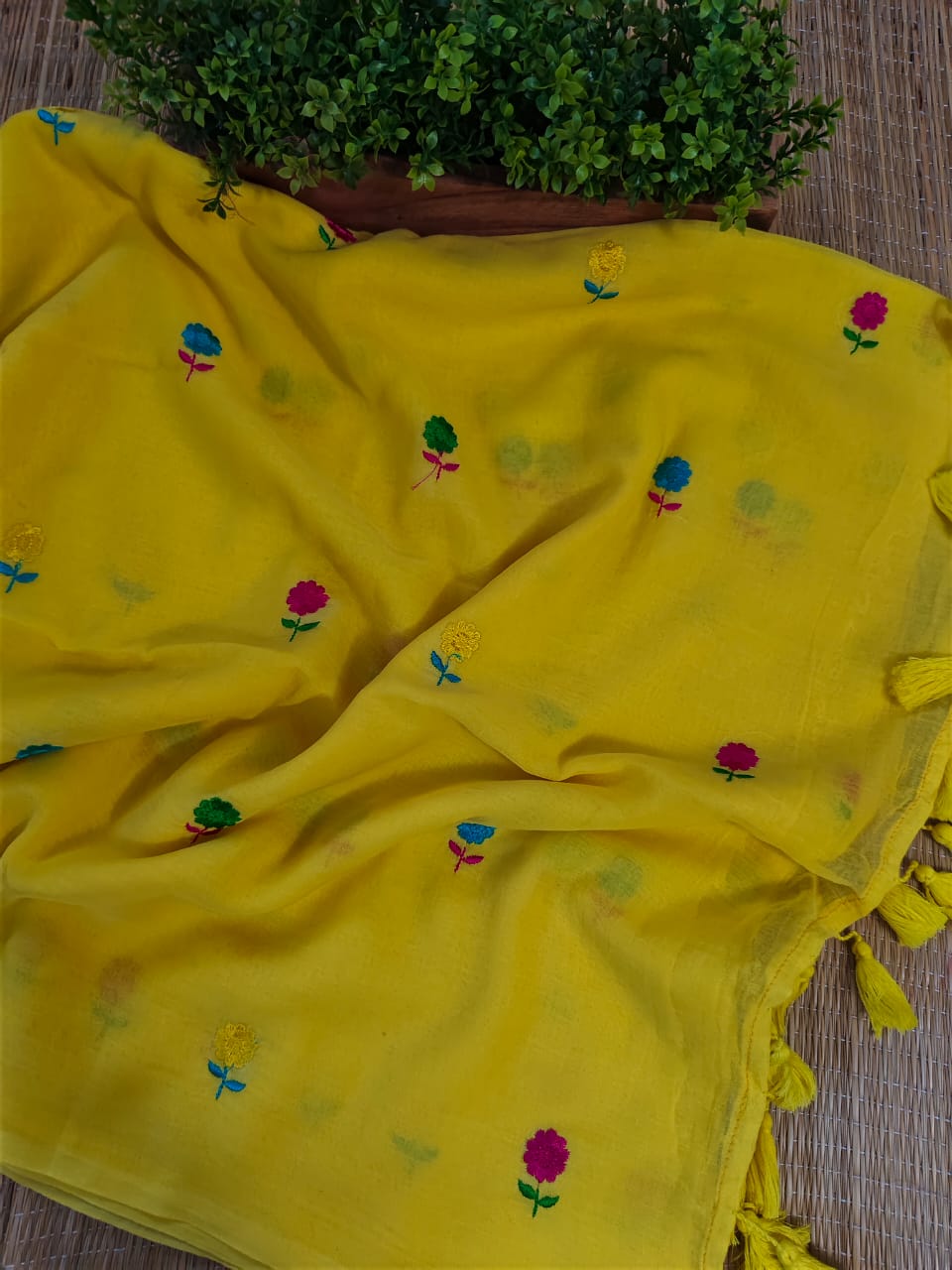 Linen by Linen Saree with Embroidery