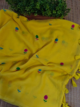 Linen by Linen Saree with Embroidery
