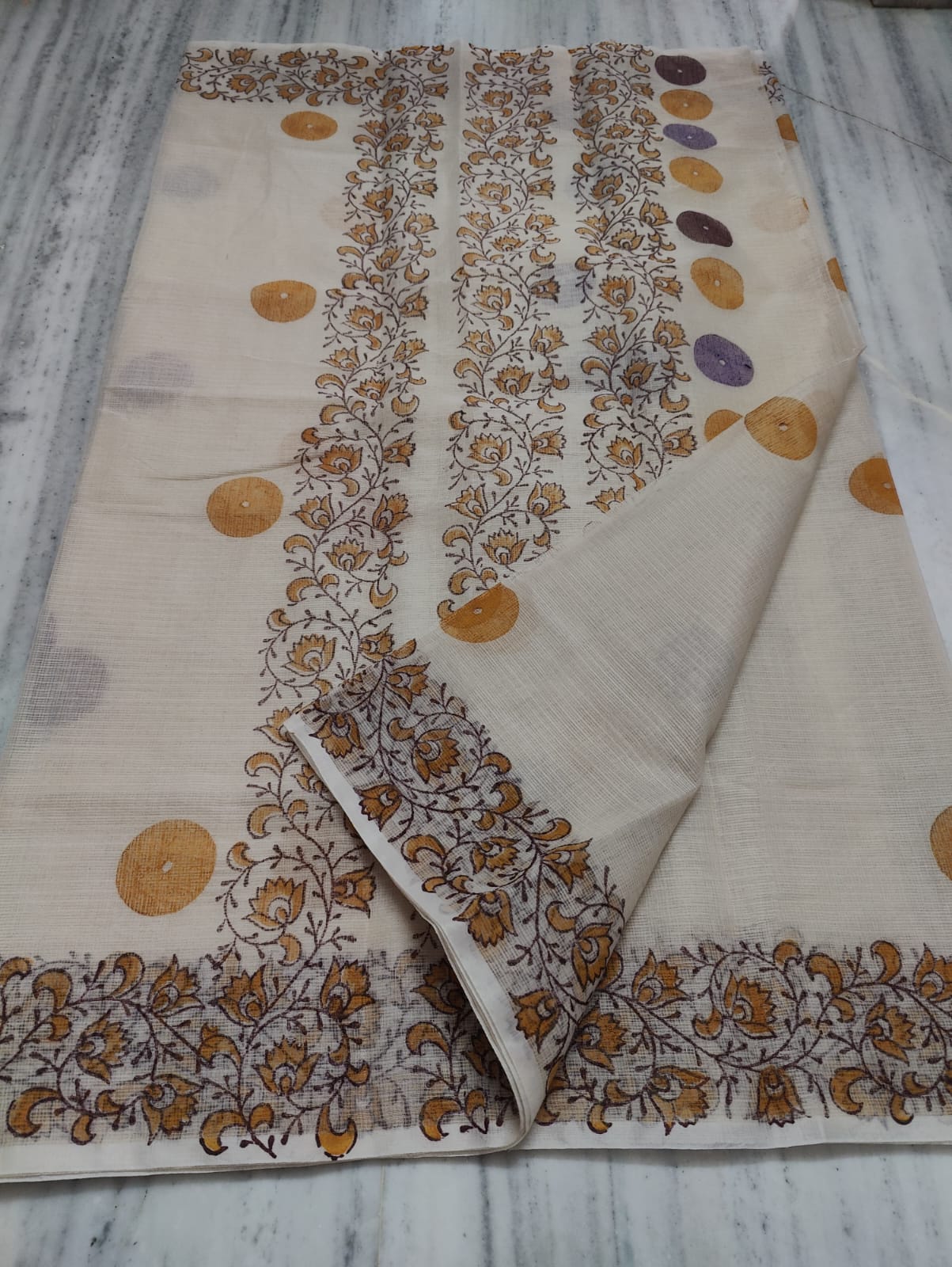 Kota Doria Hand Block Print Saree