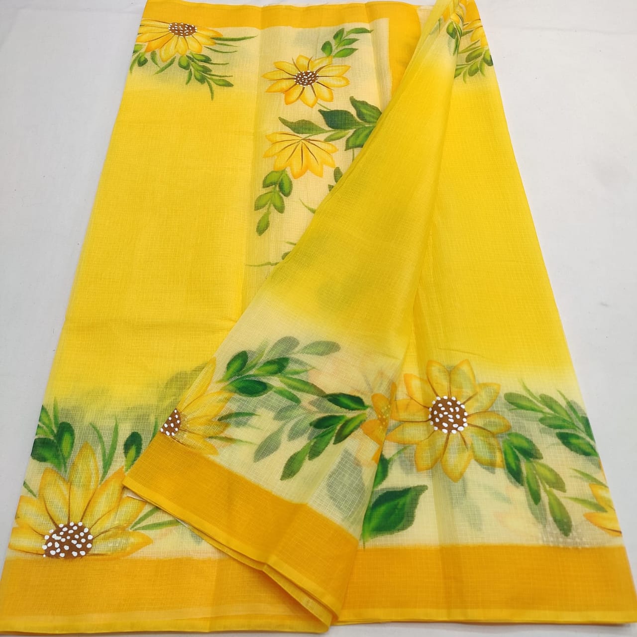 Kota Doria Hand Painted Saree