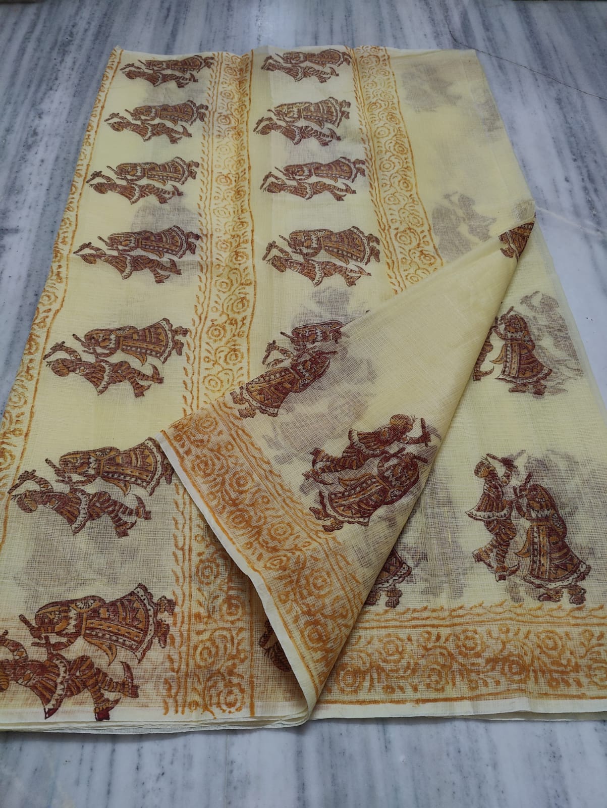 Kota Doria Hand Block Print Saree