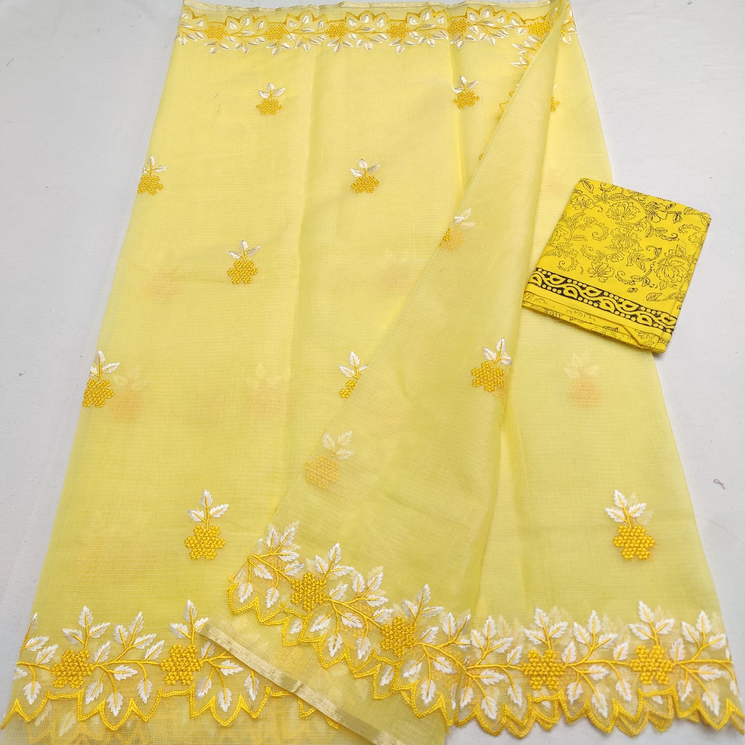 Kota Doria Embroidery Saree