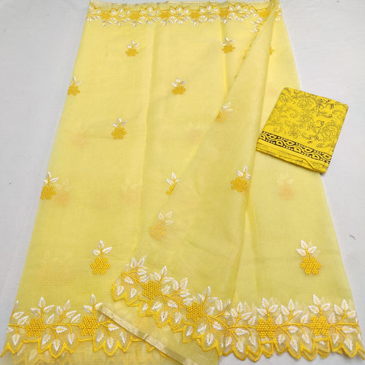 Kota Doria Embroidery Saree