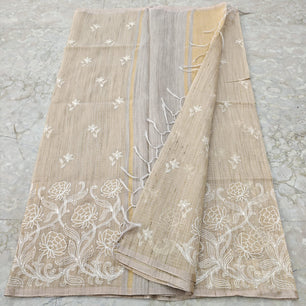 Linen Kota Embroidery Work Saree