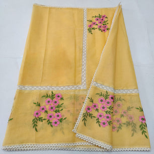 Kota Doria Crochet Lace Saree