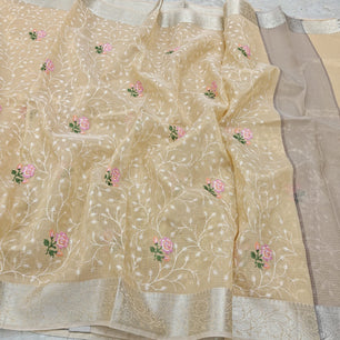 Tissue Kota Embroidery Work Saree