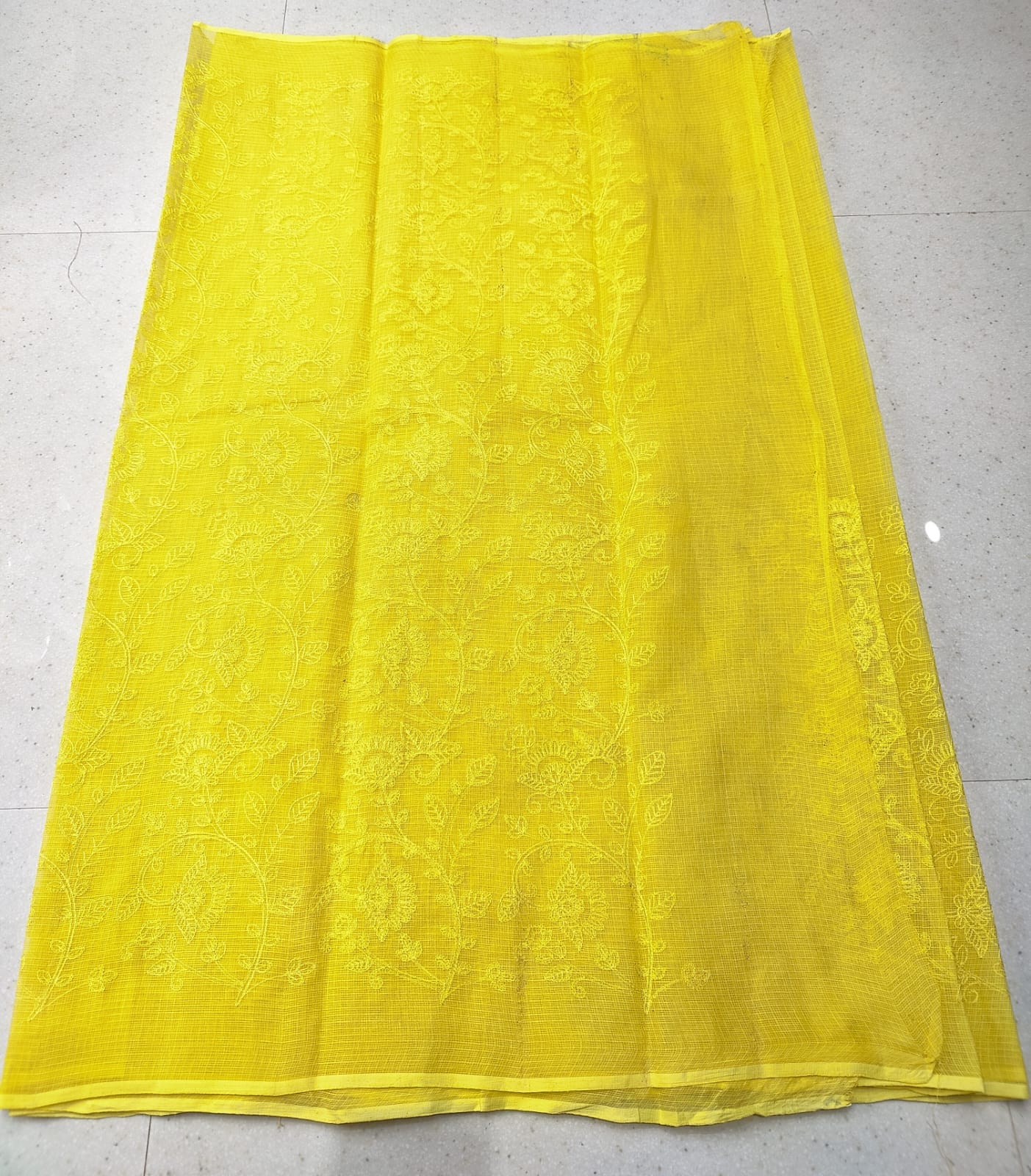 Kota Doria Pure Cotton Self Embroidery Saree