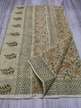 Kota Doria Hand Block Print Saree