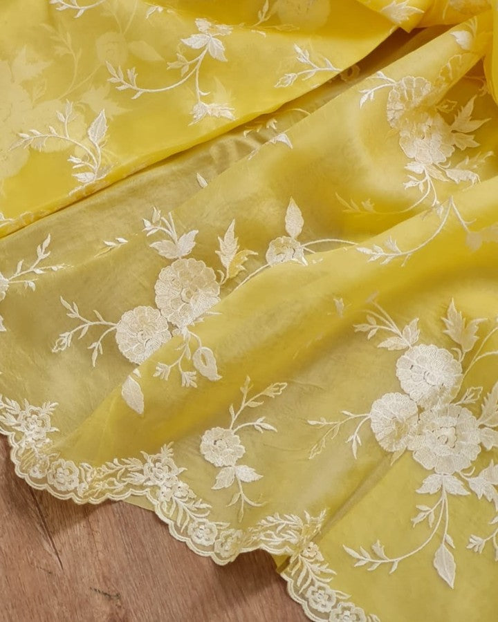 Kora Organza Saree with Embroidery Work