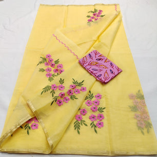 Kota Doria Saree with embroidery