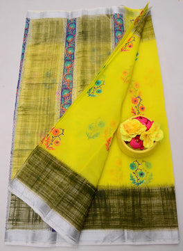 Kota Doria Hand Block Print Saree